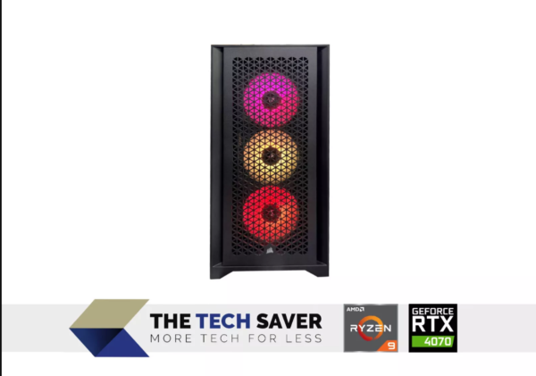 Custom Gaming PC, Corsair Case, Ryzen 9-5900X, 64GB RAM, 1TB SSD, RTX 4070, WiFi